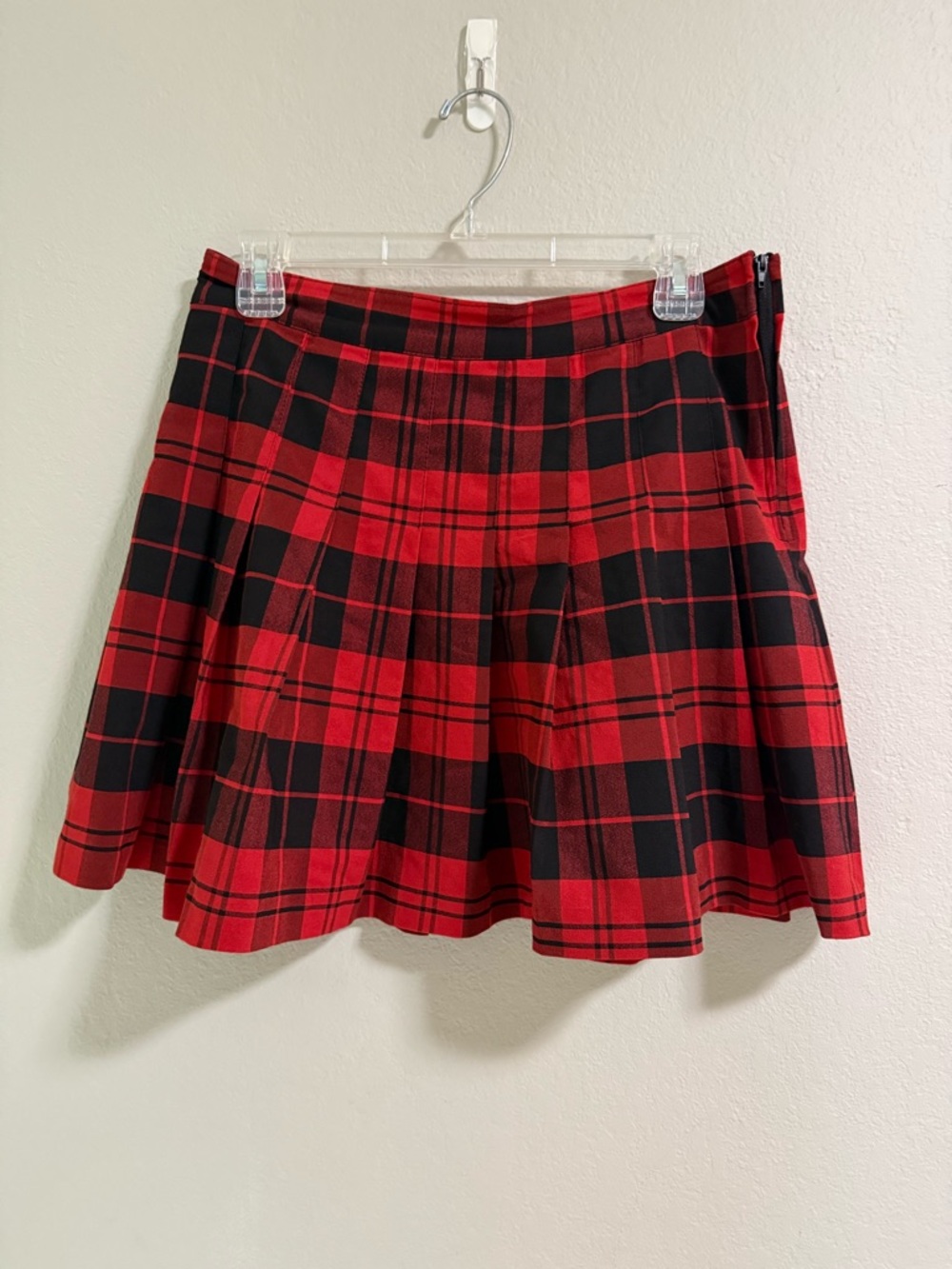 Love Tree Red Black Plaid Skater Skirt Size L